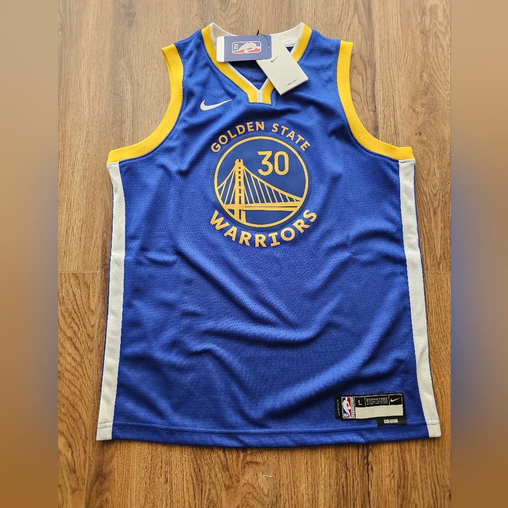 New NBA Steph Curry Icon Edition Nike Jersey Size YOUTH Large (14/16) Blue